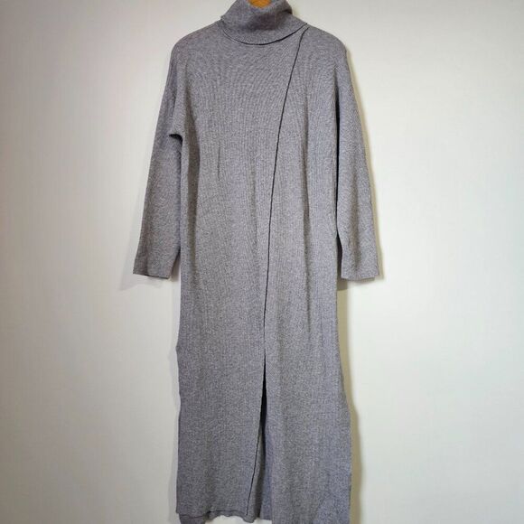 EUC BY DESIGN GREY LONG MOCK NECK WRAP STYLE SWEATER SIZE SMALL - Picture 1 of 16